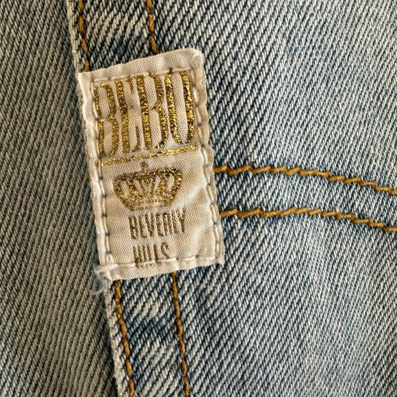 Vintage Beverly Hills Denim Shorts High Waist Patchwork Boho Festival - Picture 8 of 13